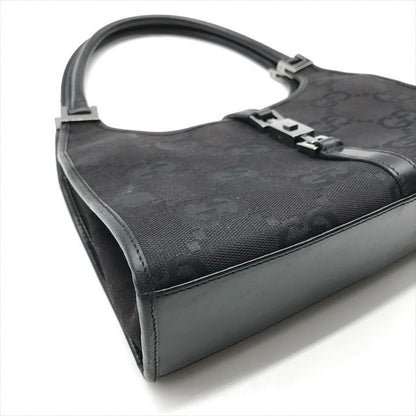 Gucci GG Canvas Jackie Mini Hand Bag Shoulder Black Leather Bag