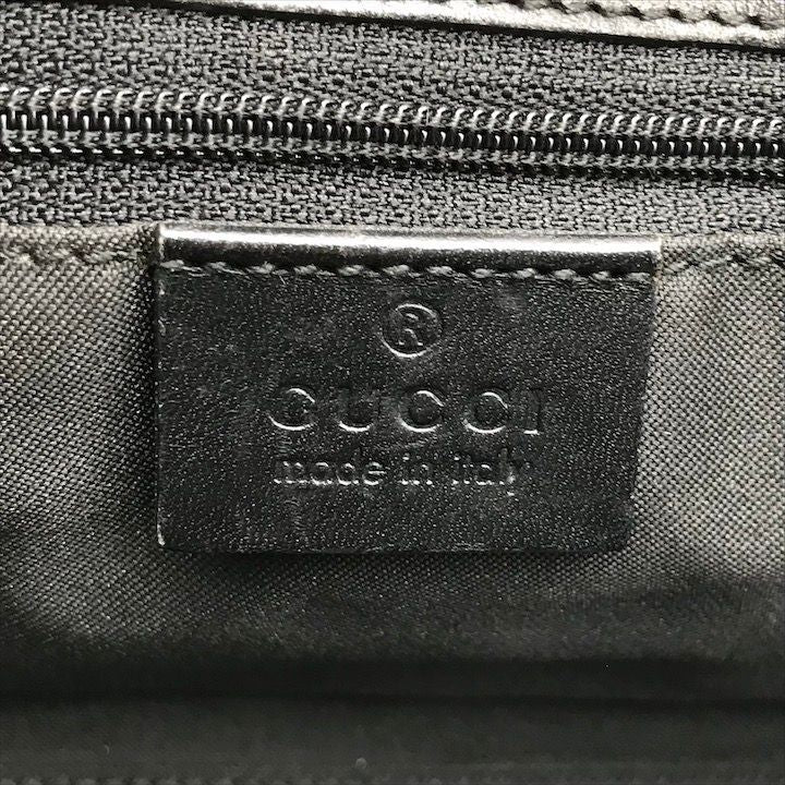 Gucci GG Canvas Jackie Mini Hand Bag Shoulder Black Leather Bag