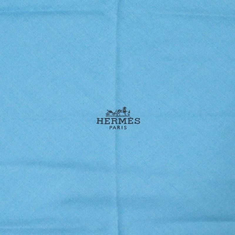 HERMES Losange Logo Cashmere Silk Blue- Blue Scarf 0323 HERMES