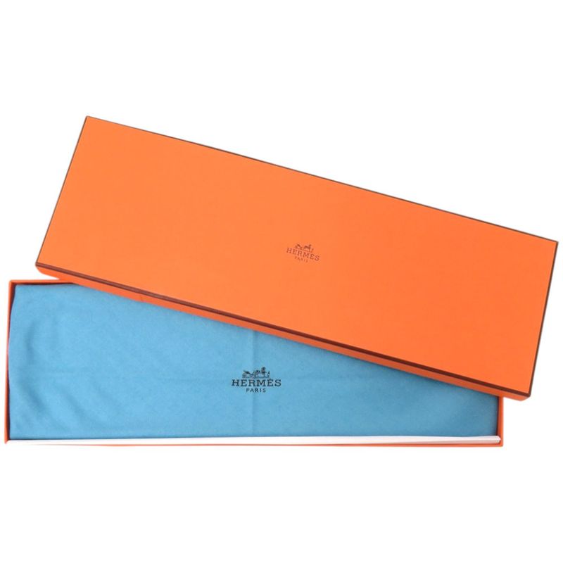 HERMES Losange Logo Cashmere Silk Blue- Blue Scarf 0323 HERMES