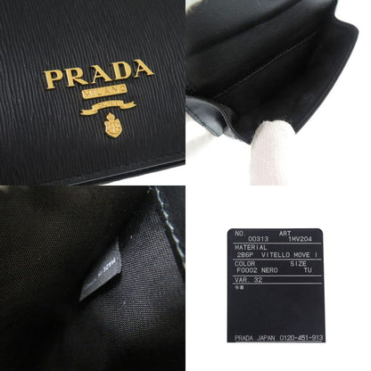 PRADA 1mv204 Vitterom-ve Leather Black Bifold Wallet Black 1081 PRADA