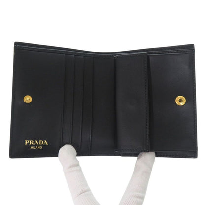 PRADA 1mv204 Vitterom-ve Leather Black Bifold Wallet Black 1081 PRADA