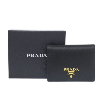 PRADA 1mv204 Vitterom-ve Leather Black Bifold Wallet Black 1081 PRADA