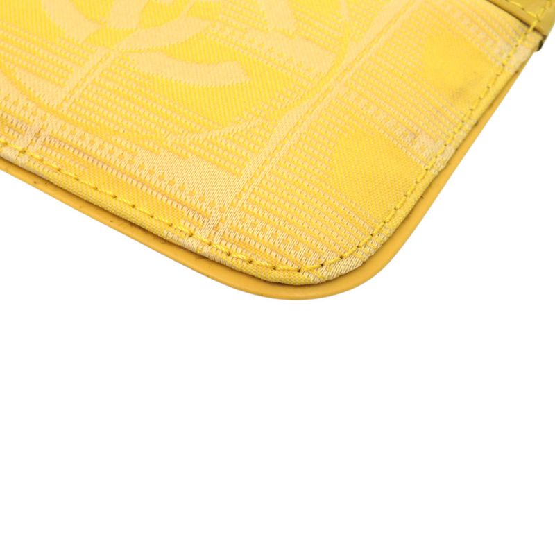 CHANEL Coco Mark New Travel Line With Key Ring PVC Leather Yellow Coin Case