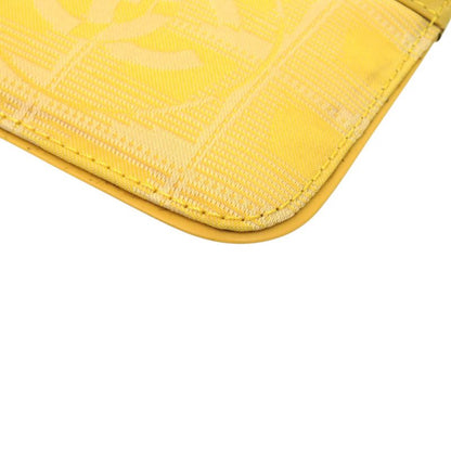 CHANEL Coco Mark New Travel Line With Key Ring PVC Leather Yellow Coin Case
