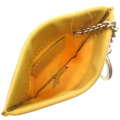 CHANEL Coco Mark New Travel Line With Key Ring PVC Leather Yellow Coin Case