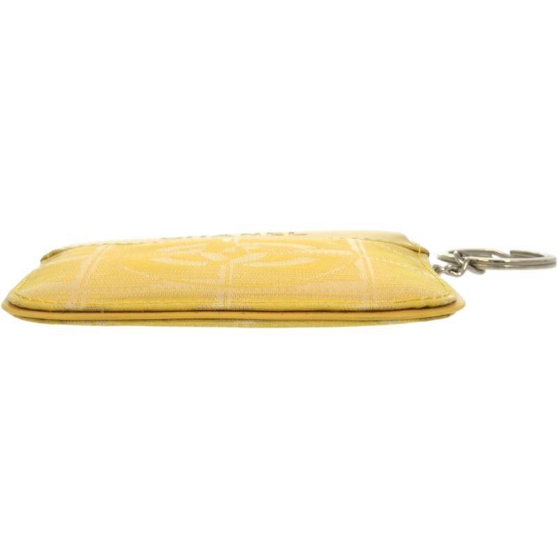 CHANEL Coco Mark New Travel Line With Key Ring PVC Leather Yellow Coin Case