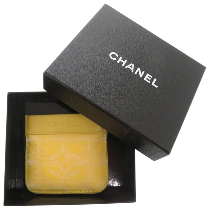 CHANEL Coco Mark New Travel Line With Key Ring PVC Leather Yellow Coin Case