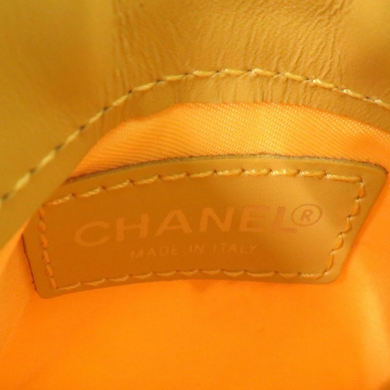 CHANEL Coco Mark New Travel Line With Key Ring PVC Leather Yellow Coin Case