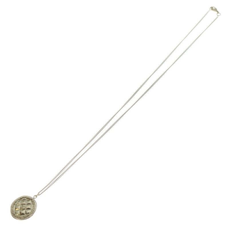 CHANEL Coco Mark Matelasse Plate Necklace Gold