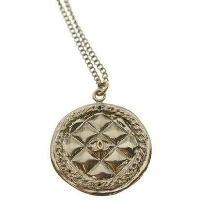 CHANEL Coco Mark Matelasse Plate Necklace Gold