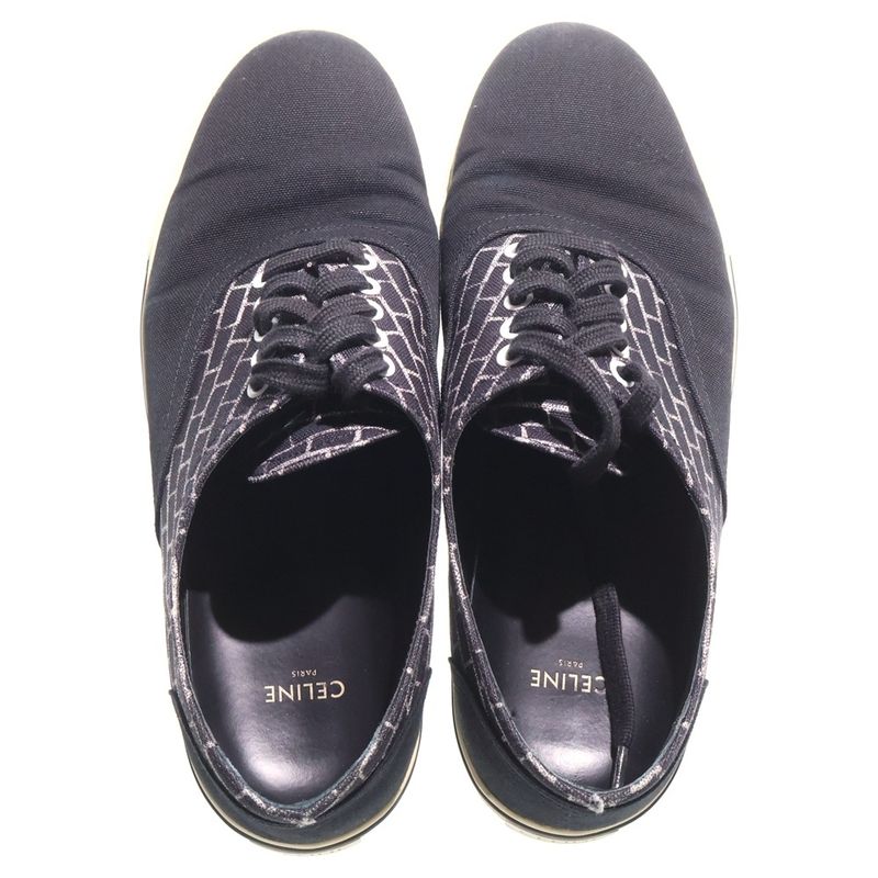 CELINE Canvas Low Cut Sneakers Black White 190010900