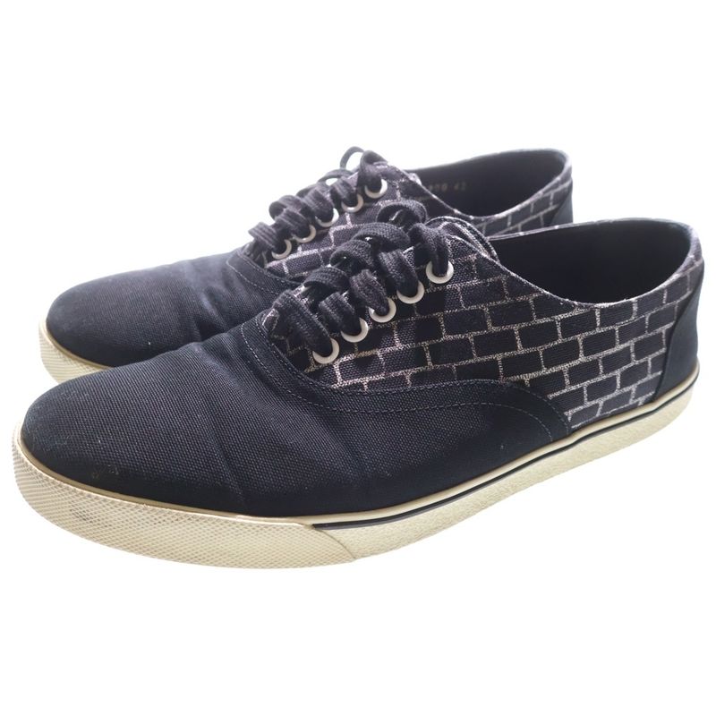 CELINE Canvas Low Cut Sneakers Black White 190010900