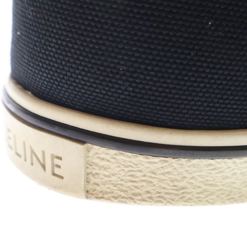 CELINE Canvas Low Cut Sneakers Black White 190010900