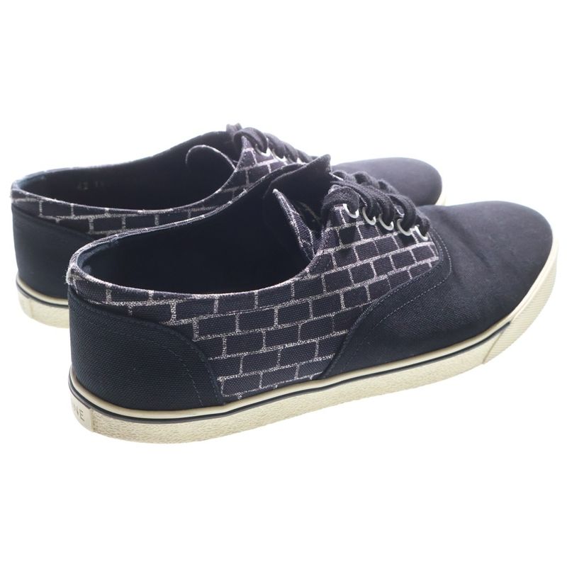 CELINE Canvas Low Cut Sneakers Black White 190010900