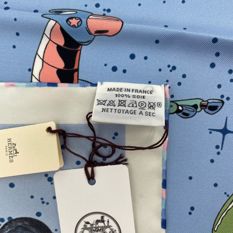 HERMES Carre 90 100% Silk Scarf Space Derby Space Derby Blue