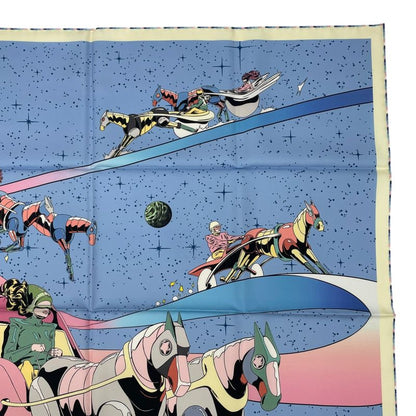 HERMES Carre 90 100% Silk Scarf Space Derby Space Derby Blue