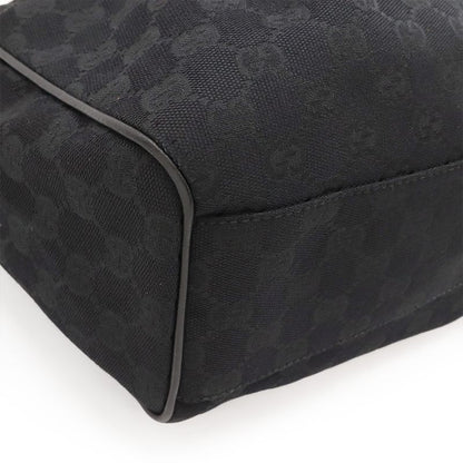 GUCCI Ski GG Canvas Tote Bag Handbag Leather Black Gold Hardware 211944
