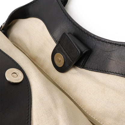 GUCCI Ski GG Canvas Tote Bag Handbag Leather Black Gold Hardware 211944