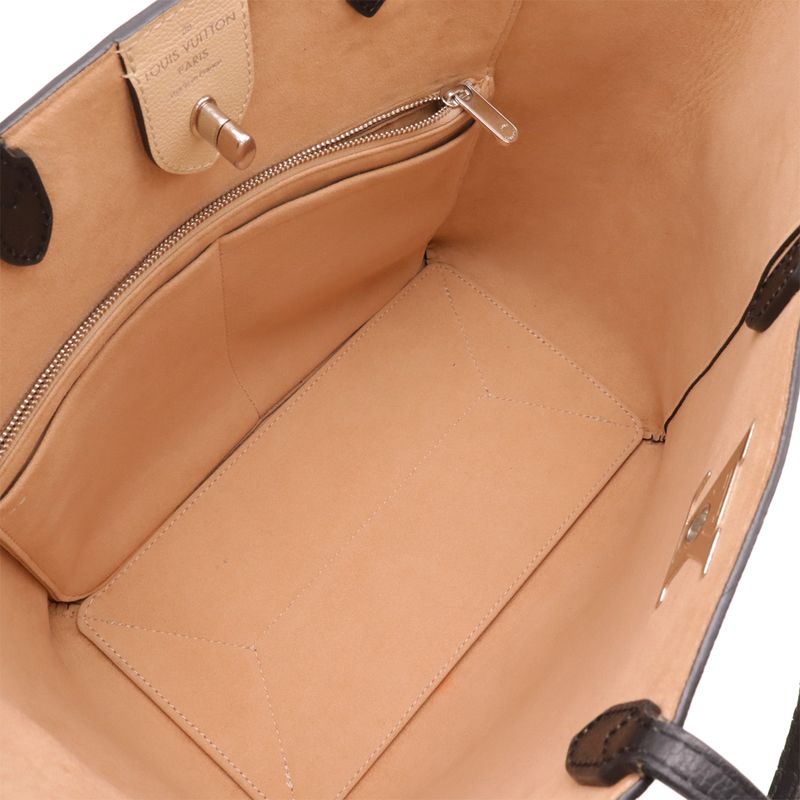 Louis Vuitton Lockmi Cabas Tote Bag Shoulder Bag Twist Lock Bicolor Vanille
