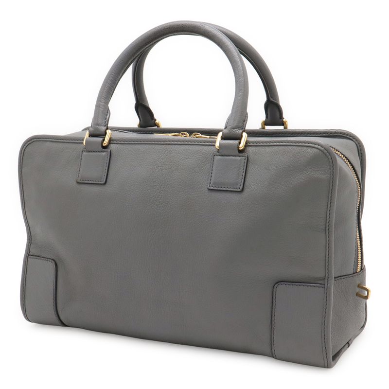 LOEWE Amazona 35 Anagram Handbag Mini Boston Bag Leather Blue-grey Gold Hardware