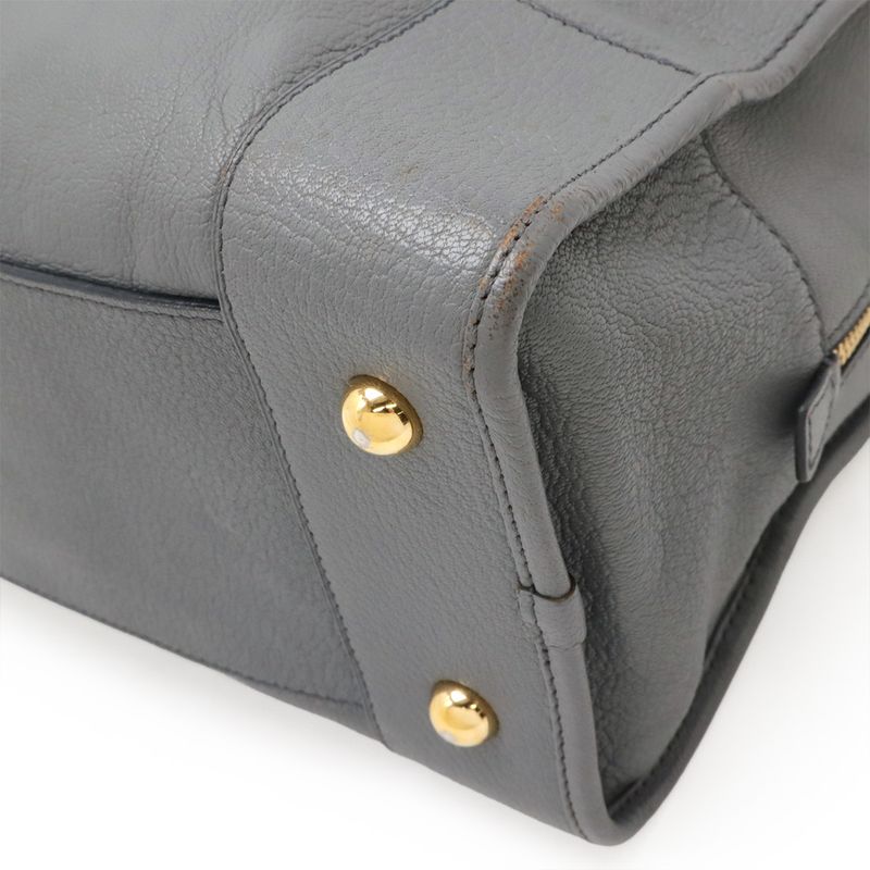 LOEWE Amazona 35 Anagram Handbag Mini Boston Bag Leather Blue-grey Gold Hardware
