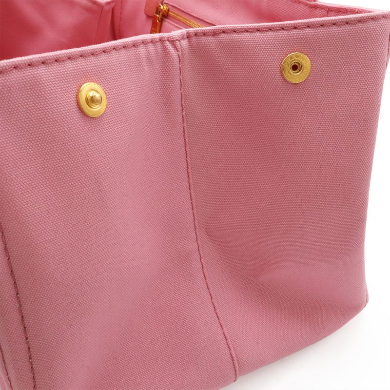 PRADA Canapa Tote Bag Handbag Large Tote Canvas Geranio Pink Gold Hardware