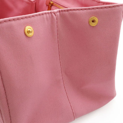 PRADA Canapa Tote Bag Handbag Large Tote Canvas Geranio Pink Gold Hardware