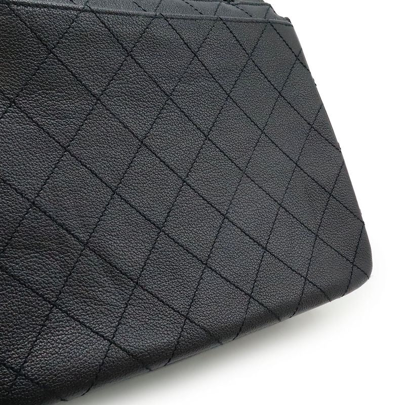 CHANEL 2.55 Matelasse Shoulder Bag Tote Bag Leather Black Hardware