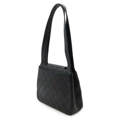 CHANEL 2.55 Matelasse Shoulder Bag Tote Bag Leather Black Hardware