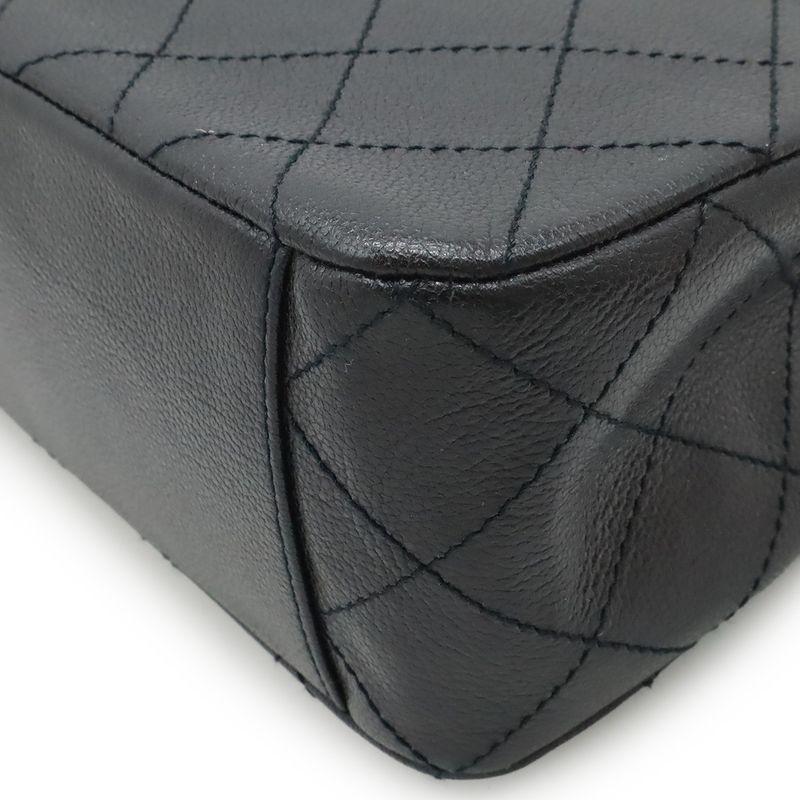CHANEL 2.55 Matelasse Shoulder Bag Tote Bag Leather Black Hardware