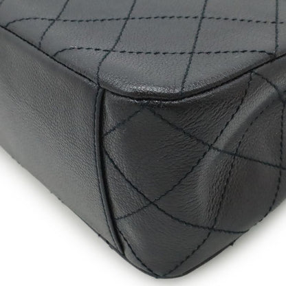 CHANEL 2.55 Matelasse Shoulder Bag Tote Bag Leather Black Hardware