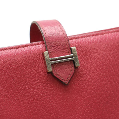 HERMES Bearn Soufflé Bifold Long Wallet Bifold Long Wallet Chevre Leather Fusha