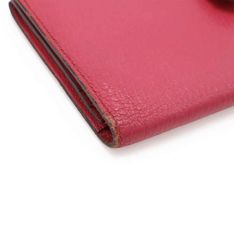 HERMES Bearn Soufflé Bifold Long Wallet Bifold Long Wallet Chevre Leather Fusha