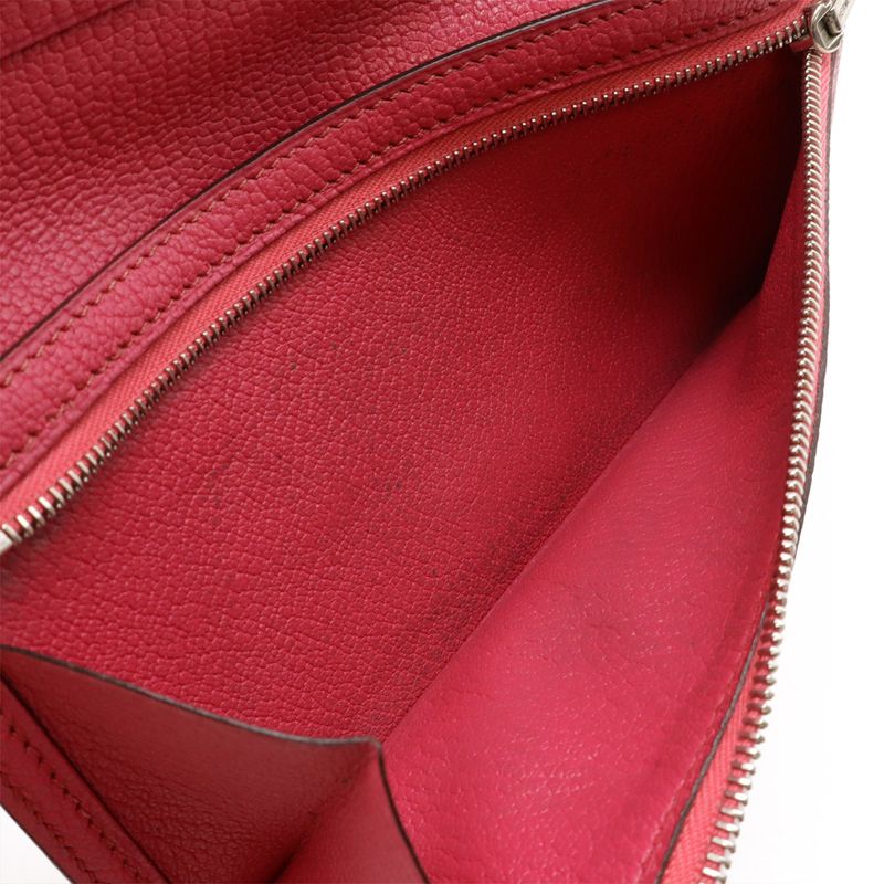 HERMES Bearn Soufflé Bifold Long Wallet Bifold Long Wallet Chevre Leather Fusha