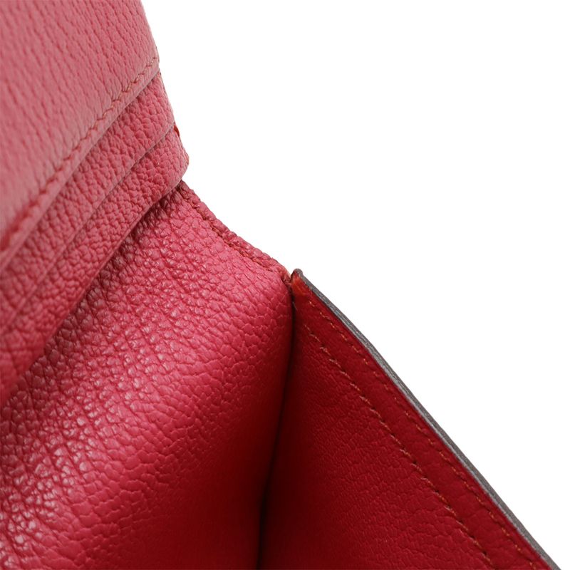 HERMES Bearn Soufflé Bifold Long Wallet Bifold Long Wallet Chevre Leather Fusha