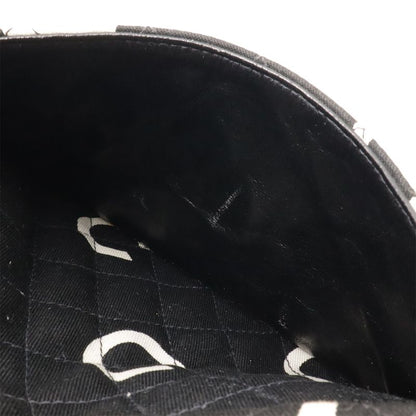 CHANEL Coco Mark Logo Print Handbag Tote Bag Canvas Black Ivory White Gold