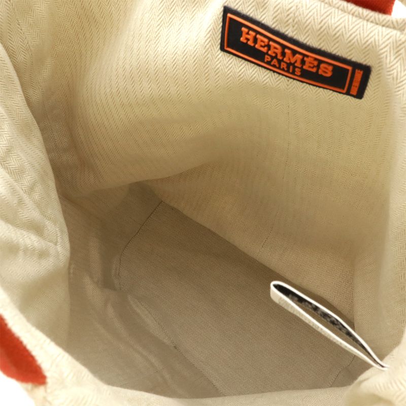 HERMES Cavalier Shoulder Bag One Shoulder Body Bag Canvas Natural Orange Yellow