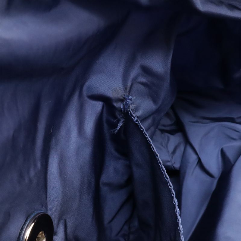 CHANEL Tweed Print Coco Mark Chain Shoulder Rucksack Sac Backpack Nylon Blue