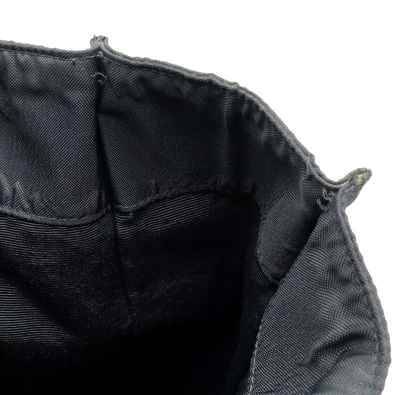 CHANEL Coco Mark Chain Shoulder Big Tote Bag Nylon Black White Gold Hardware