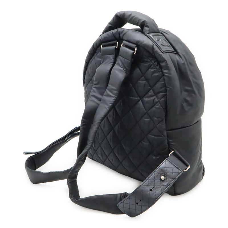 CHANEL Cocococoon Backpack Rucksack Sac Daypack Quilted Nylon Leather Black