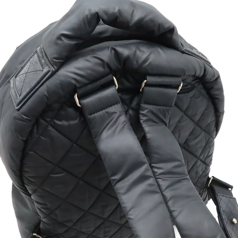 CHANEL Cocococoon Backpack Rucksack Sac Daypack Quilted Nylon Leather Black
