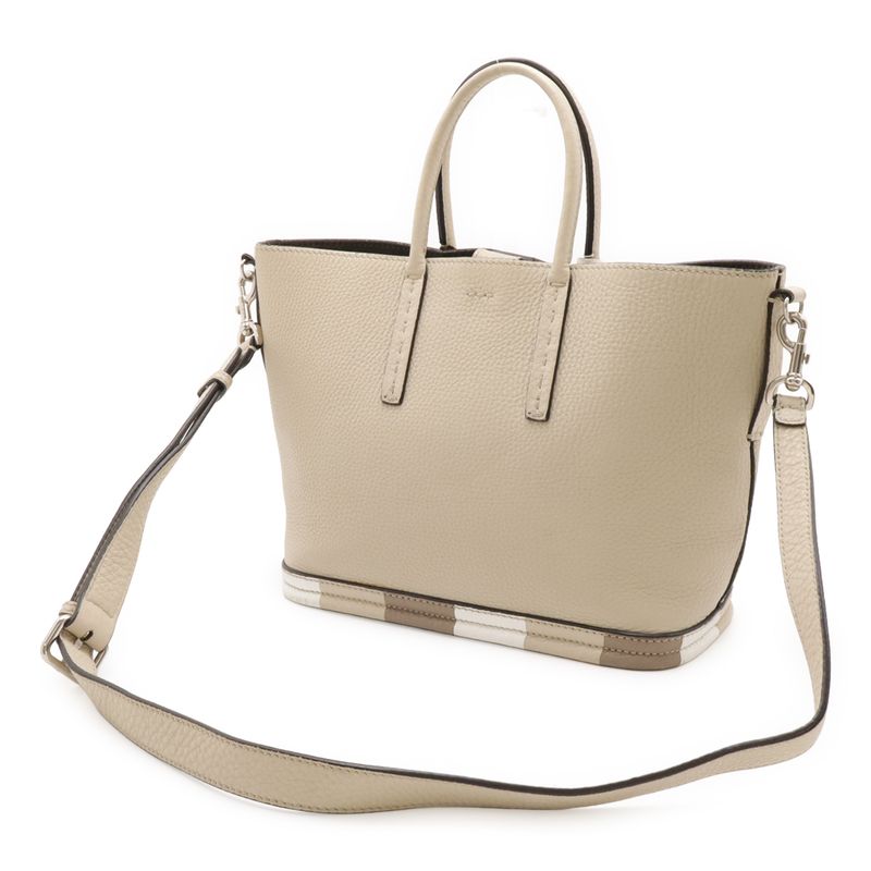 FENDI Selleria Handbag 2WAY Shoulder Bag One Shoulder Crossbody Leather Sand
