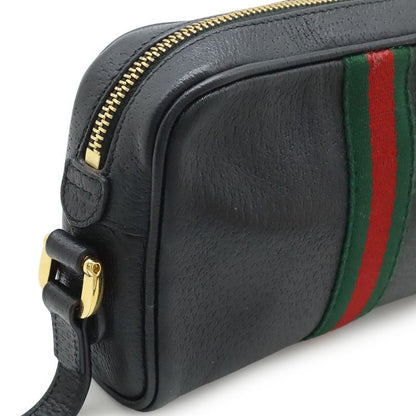 GUCCI Ophidia Sherry Line Pochette Mini Shoulder Bag Crossbody Leather Black