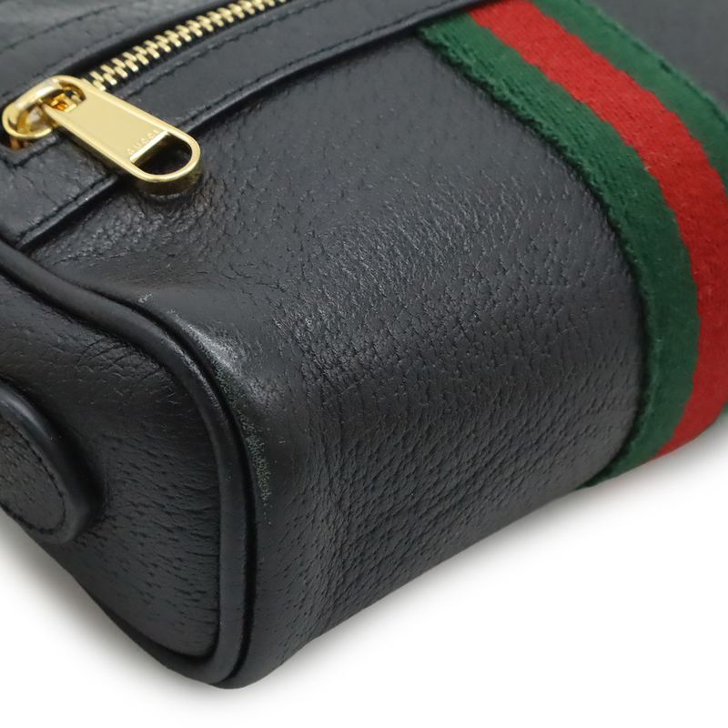 GUCCI Ophidia Sherry Line Pochette Mini Shoulder Bag Crossbody Leather Black