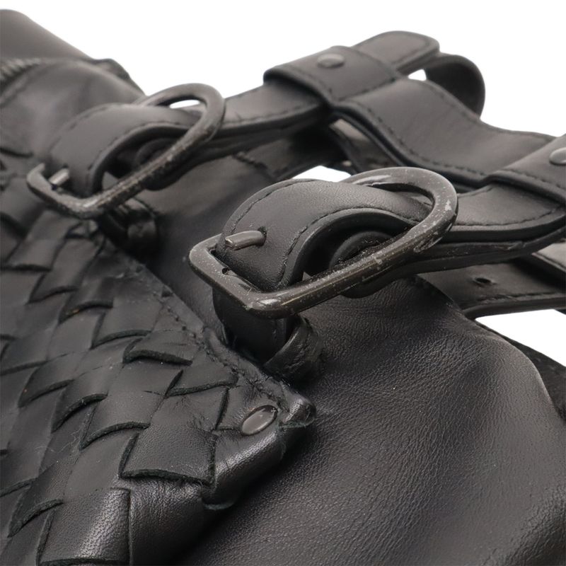 BOTTEGA VENETA Intrecciato Waist Bag Body Bag Leather Black 121604