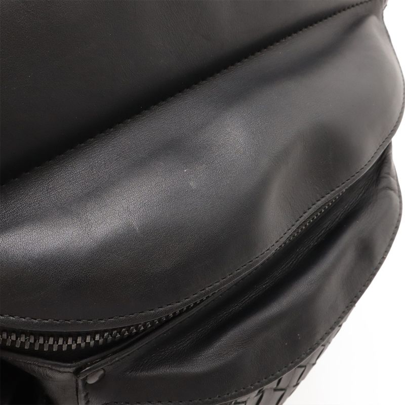 BOTTEGA VENETA Intrecciato Waist Bag Body Bag Leather Black 121604