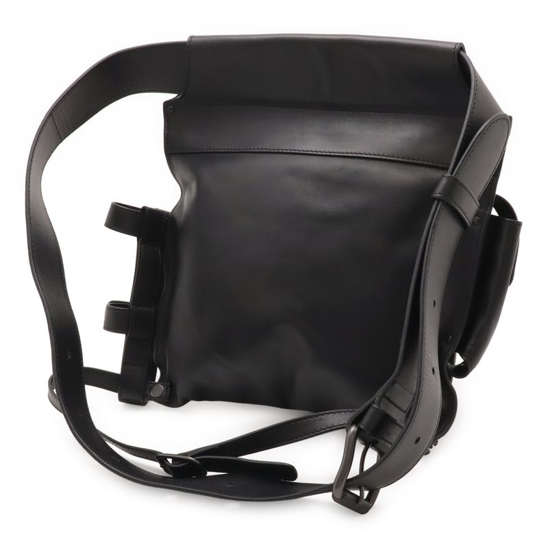 BOTTEGA VENETA Intrecciato Waist Bag Body Bag Leather Black 121604