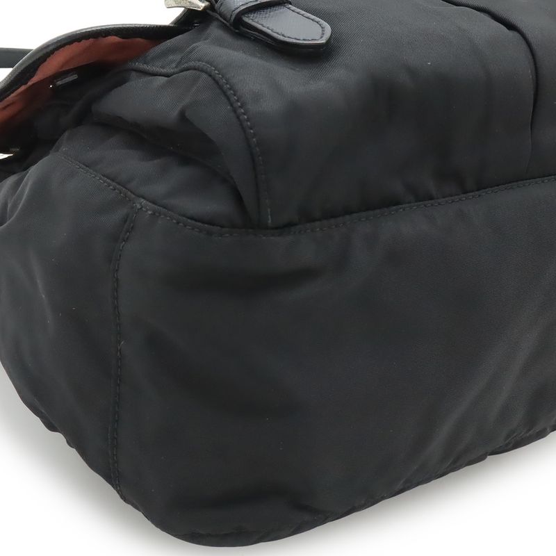 PRADA Shoulder Bag Messenger Bag Crossbody Nylon Leather NERO Black Silver-hardw