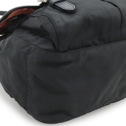 PRADA Shoulder Bag Messenger Bag Crossbody Nylon Leather NERO Black Silver-hardw
